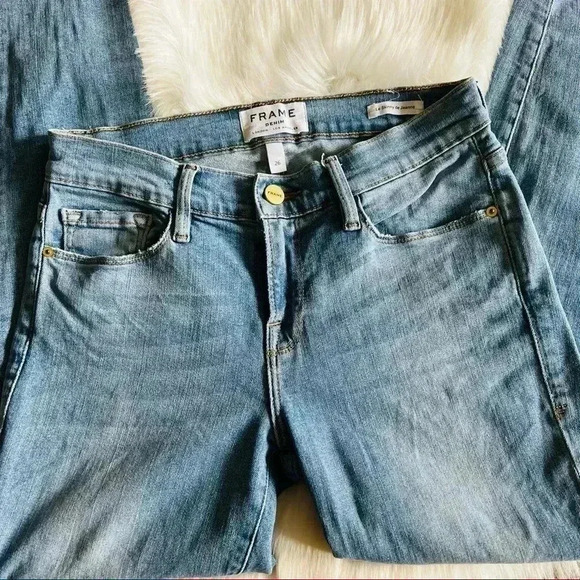 Frame Le Skinny De Jeanne Distressed Skinny Jeans Jackwood Sz 26 - Picture 3 of 7